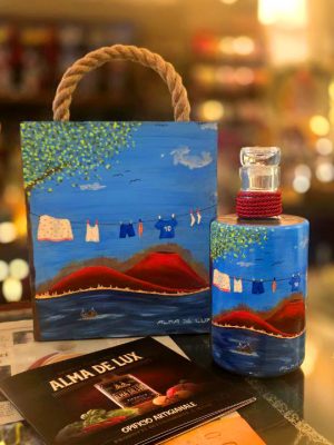 bottiglia liquore con scatola legno